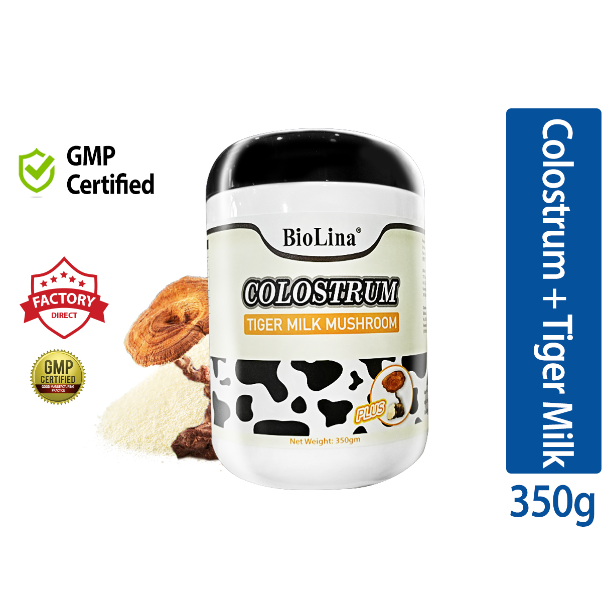BioLina Colostrum With Tiger Milk Mushroom (350g)